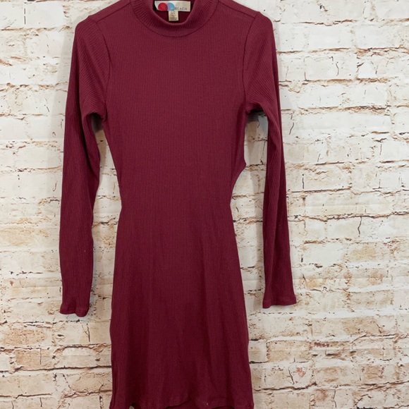 NEW Free People Beach womens large dress ribbed mock neck bodycon open back - Picture 6 of 8